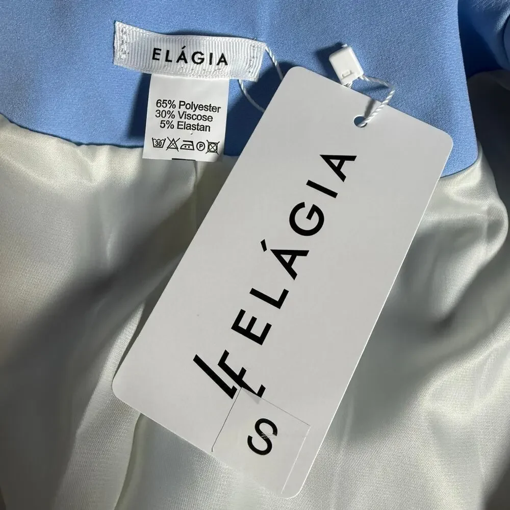 Elegaia Liora Sky-Blue Single-Breasted Suit 2-Piece, S